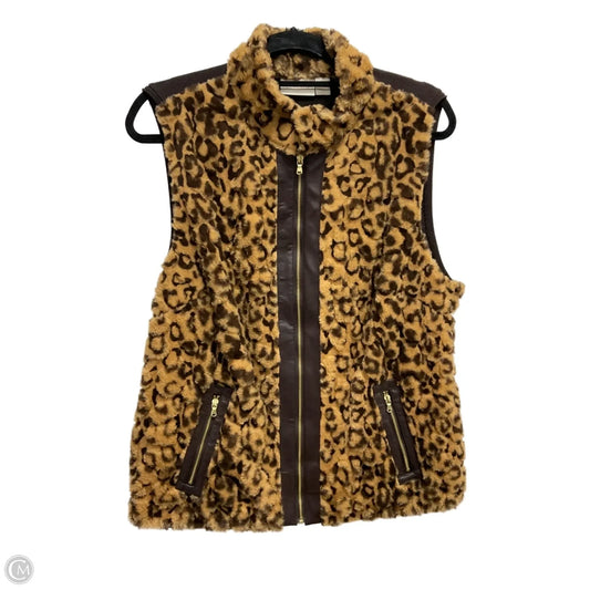 Vest Faux Fur & Sherpa By Chicos In Leopard Print, Size: L
