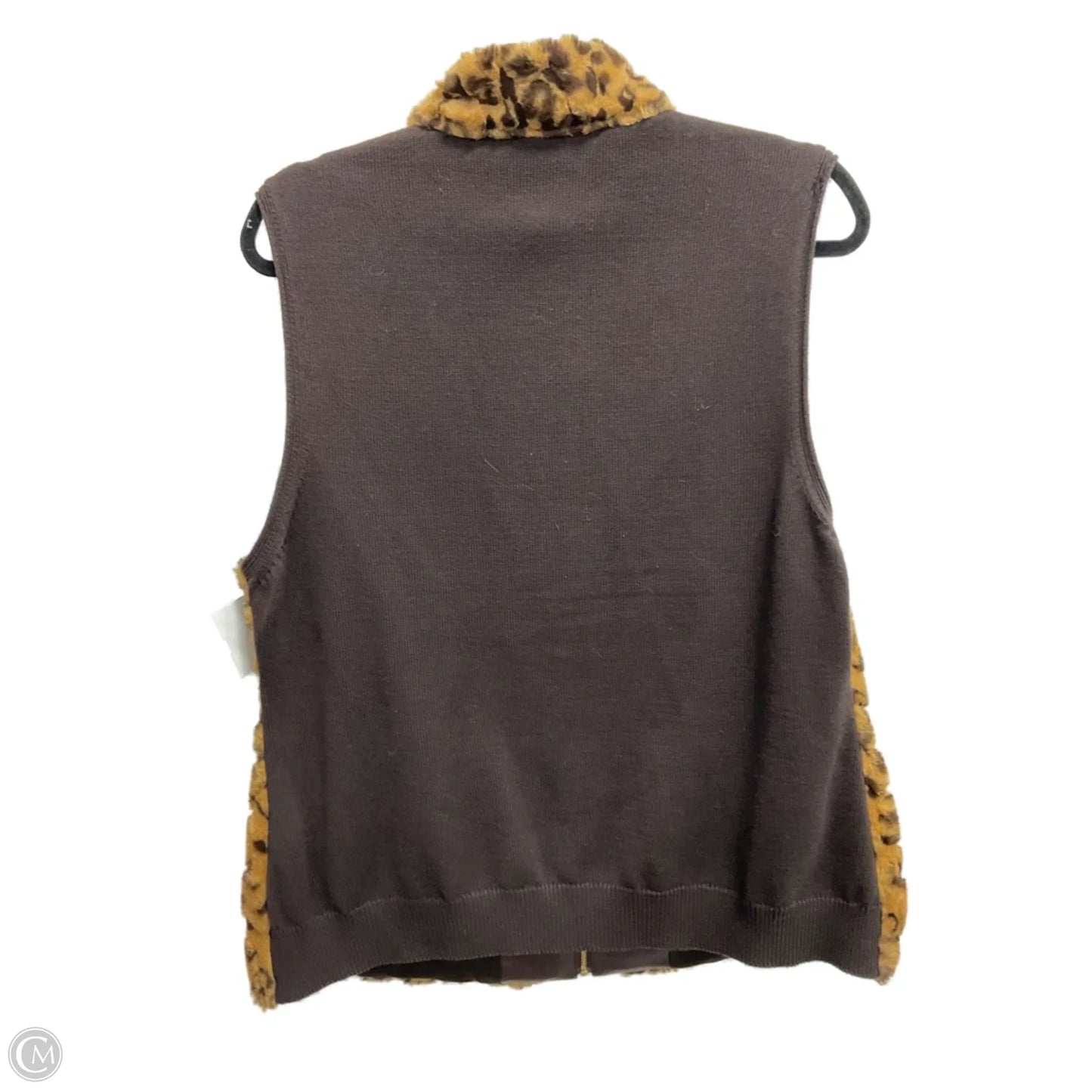 Vest Faux Fur & Sherpa By Chicos In Leopard Print, Size: L