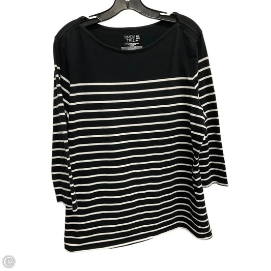 Top 3/4 Sleeve Basic By Time And Tru In Striped Pattern, Size: Xxl