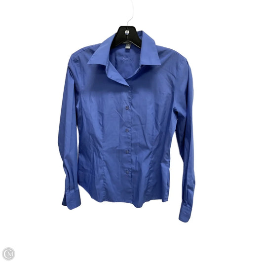 Blouse Long Sleeve By Foxcroft In Blue, Size: S