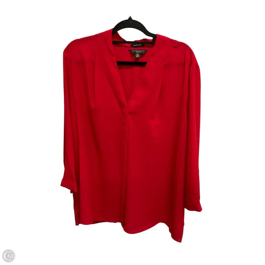 Blouse 3/4 Sleeve By Investments In Red, Size: 2x