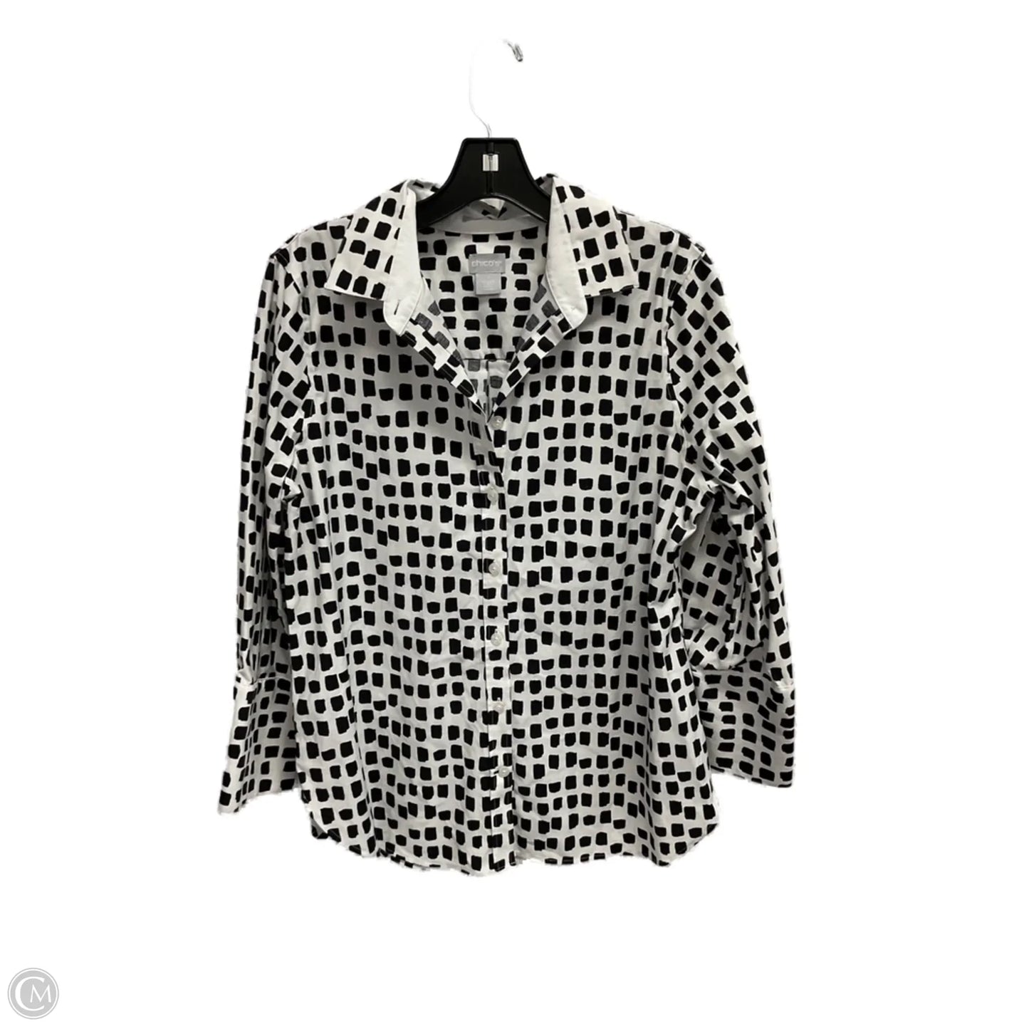 Blouse 3/4 Sleeve By Chicos In Geometric Pattern, Size: M