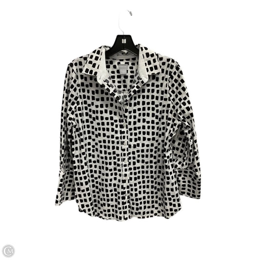 Blouse 3/4 Sleeve By Chicos In Geometric Pattern, Size: M