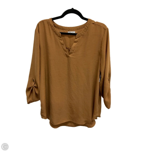 Blouse 3/4 Sleeve By Maurices In Brown, Size: Xxl