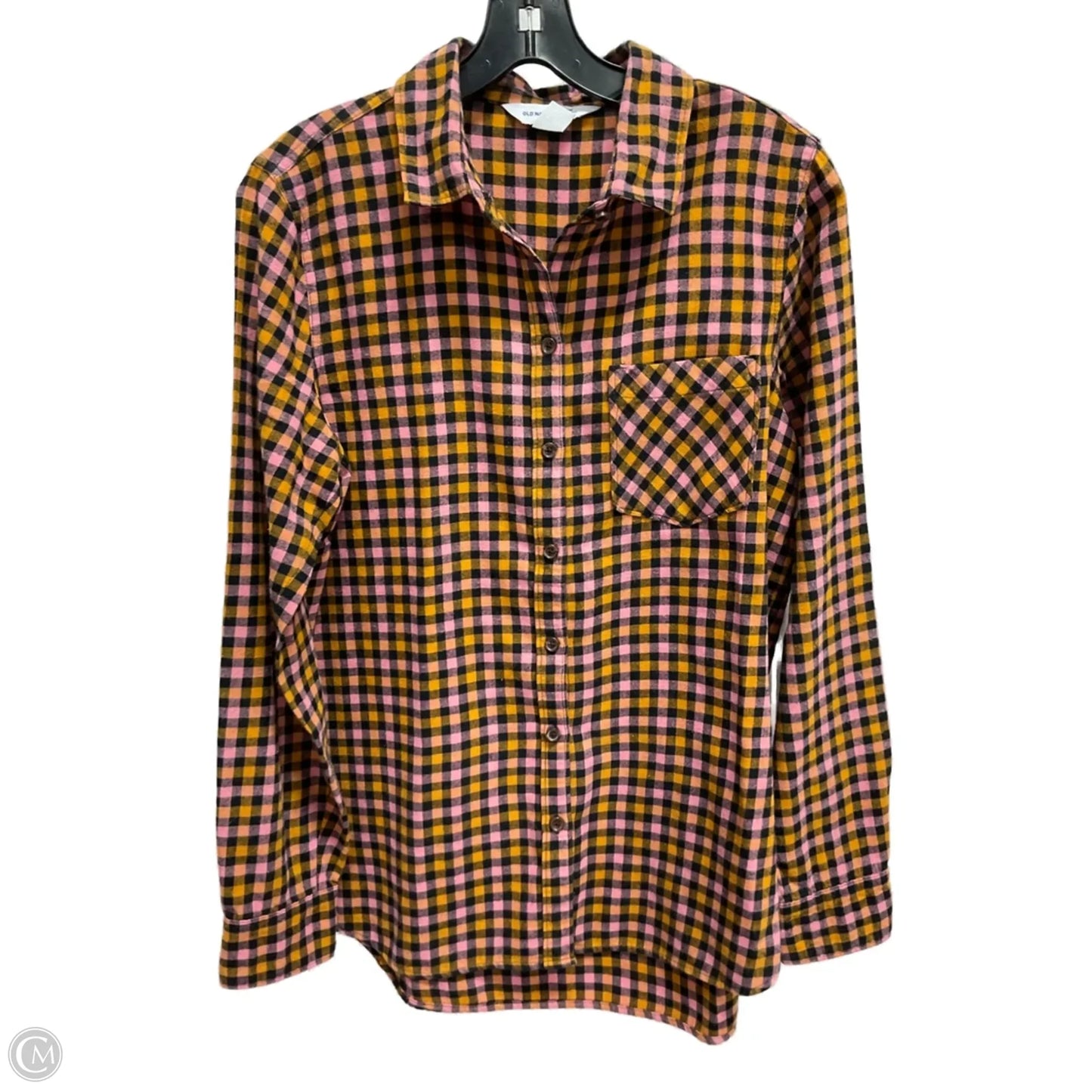Top Long Sleeve By Old Navy In Checkered Pattern, Size: M