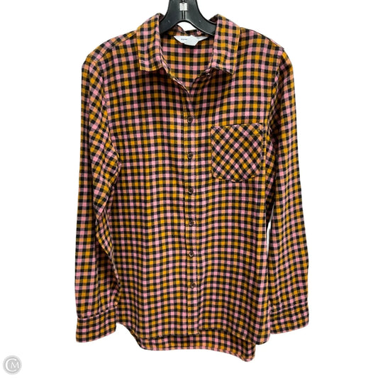 Top Long Sleeve By Old Navy In Checkered Pattern, Size: M