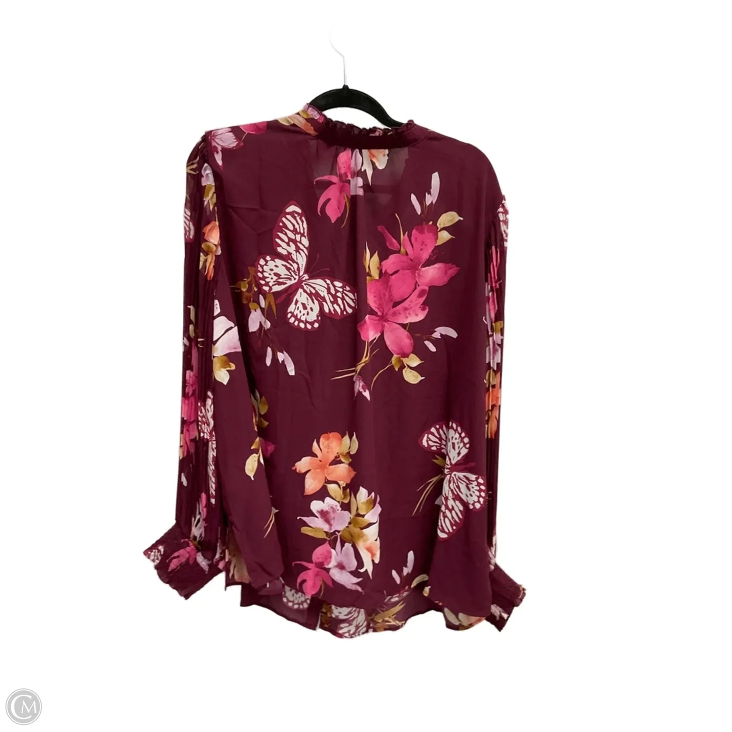 Blouse Long Sleeve By Colleen Lopez In Floral Print, Size: 3x