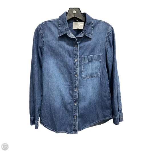 Top Long Sleeve By Banana Republic In Blue Denim, Size: Xs