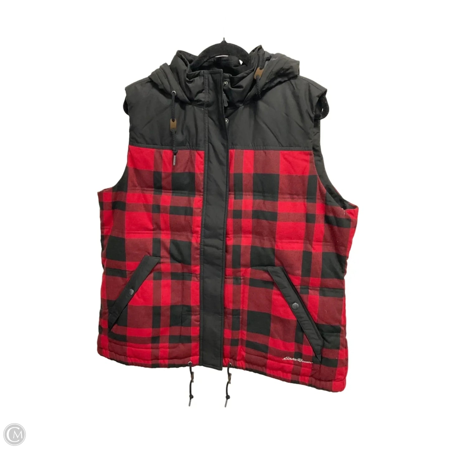 Vest Puffer & Quilted By Eddie Bauer In Checkered Pattern, Size: Xxl