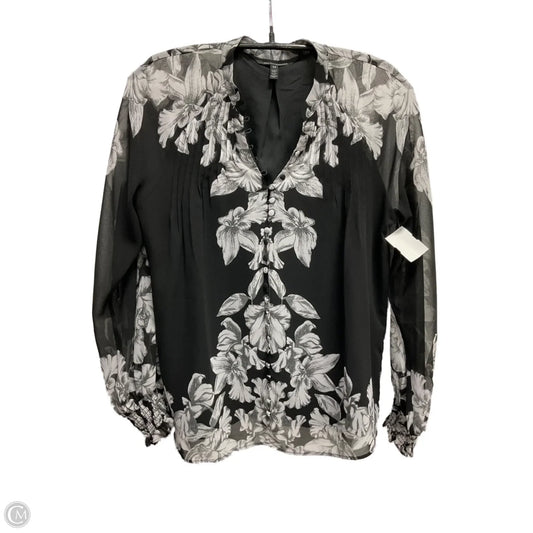 Blouse Long Sleeve By White House Black Market In Floral Print, Size: Xs