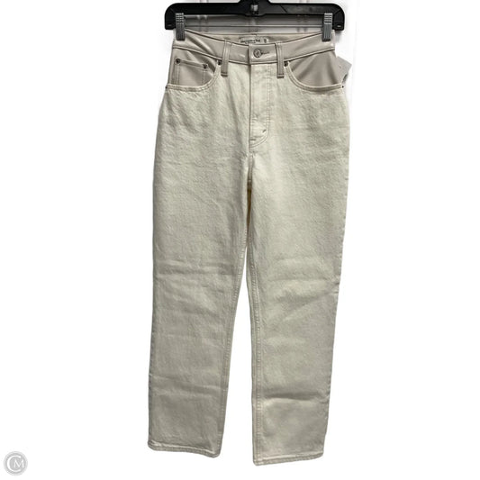 Jeans Straight By Abercrombie And Fitch In Cream, Size: 0