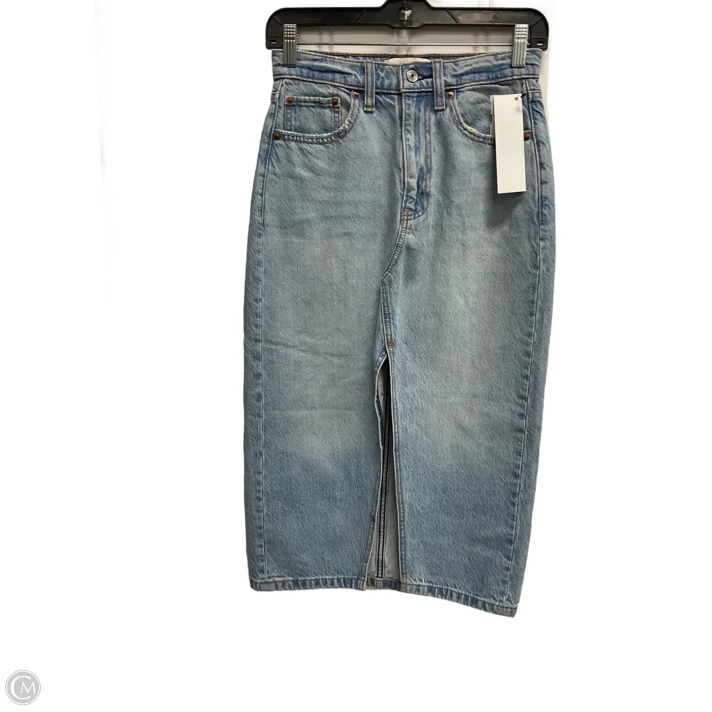 Skirt Midi By Abercrombie And Fitch In Blue Denim, Size: 0p