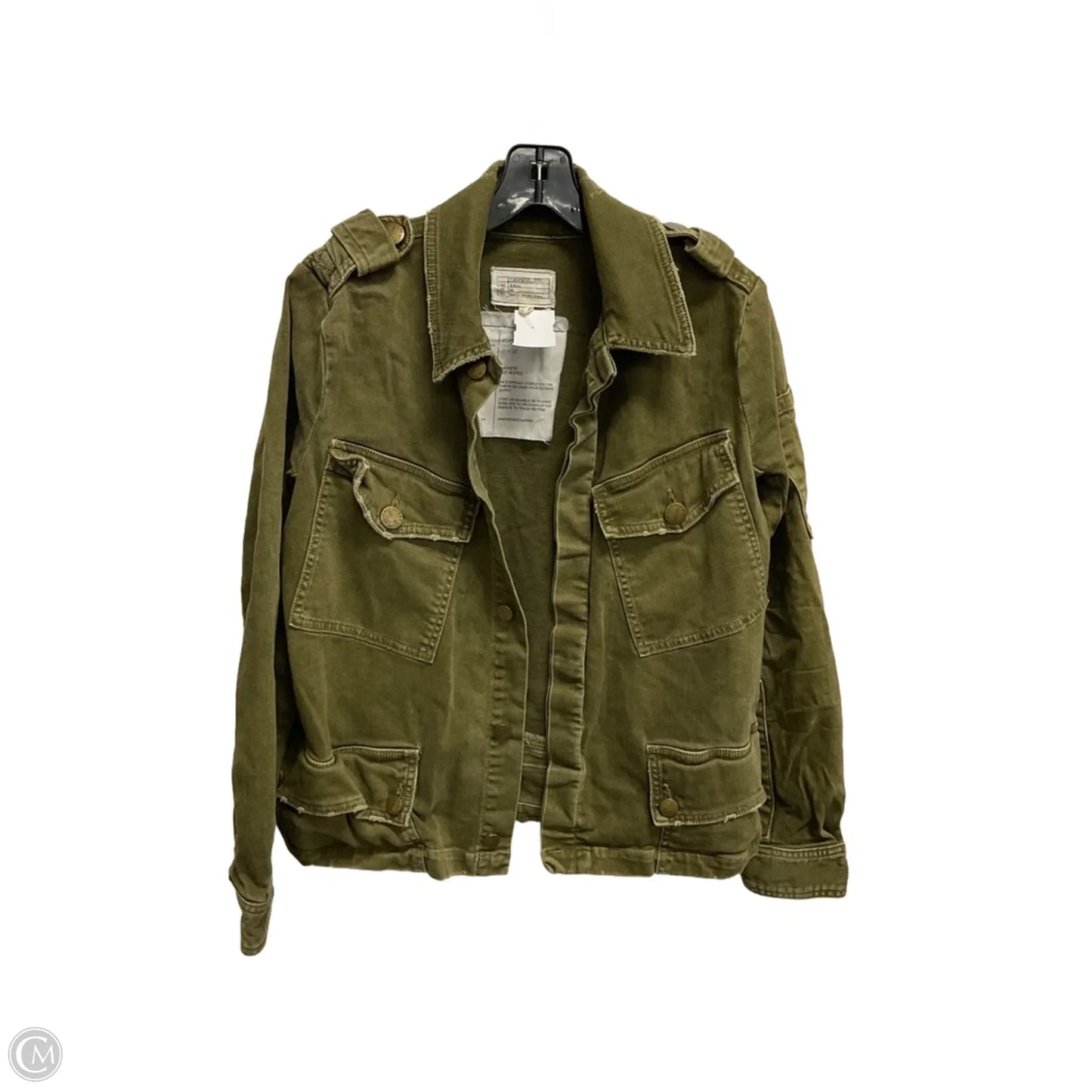 Jacket Denim By Current/elliott In Green Denim, Size: L
