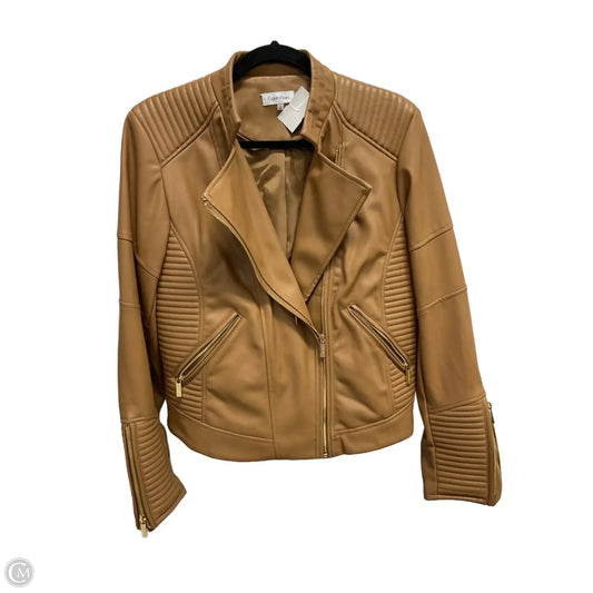 Jacket Moto By Calvin Klein In Brown, Size: L