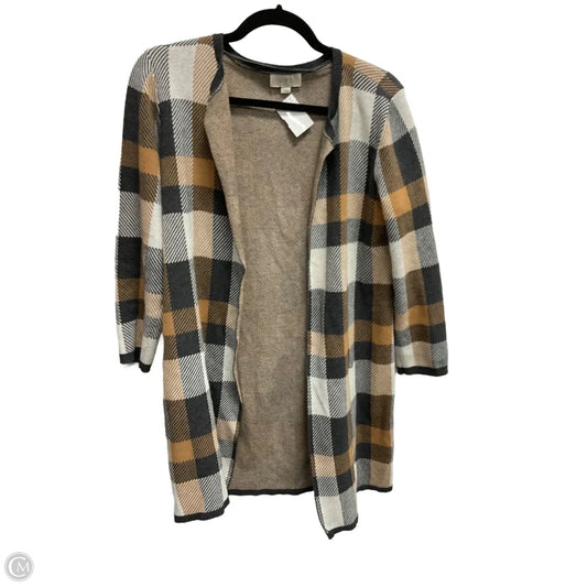 Sweater Cardigan By Loft In Plaid Pattern, Size: S