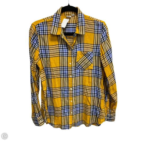 Top Long Sleeve By Gap In Plaid Pattern, Size: M