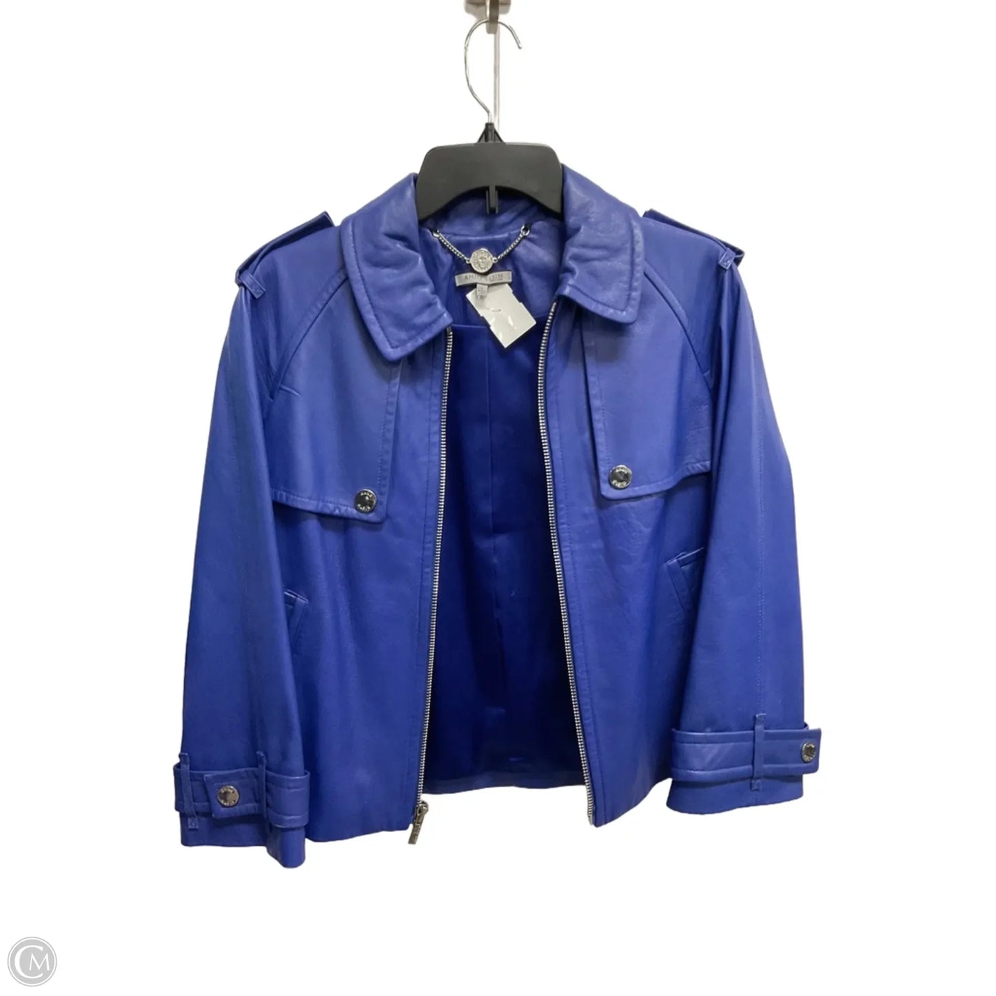 Jacket Moto By Anne Klein In Blue, Size: S