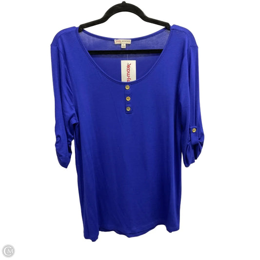 Top 3/4 Sleeve Basic By Zenana Outfitters In Blue, Size: L
