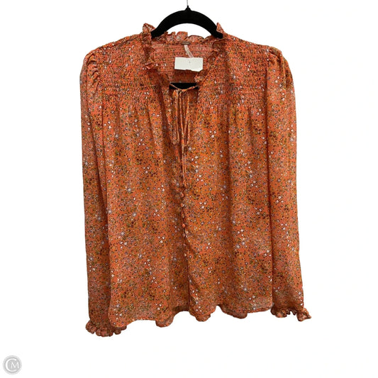 Blouse Long Sleeve By Free People In Orange, Size: S