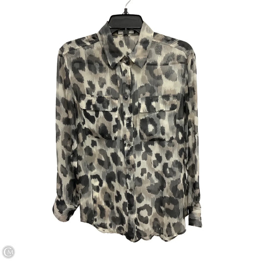 Blouse Long Sleeve By Equipment In Grey, Size: Xs