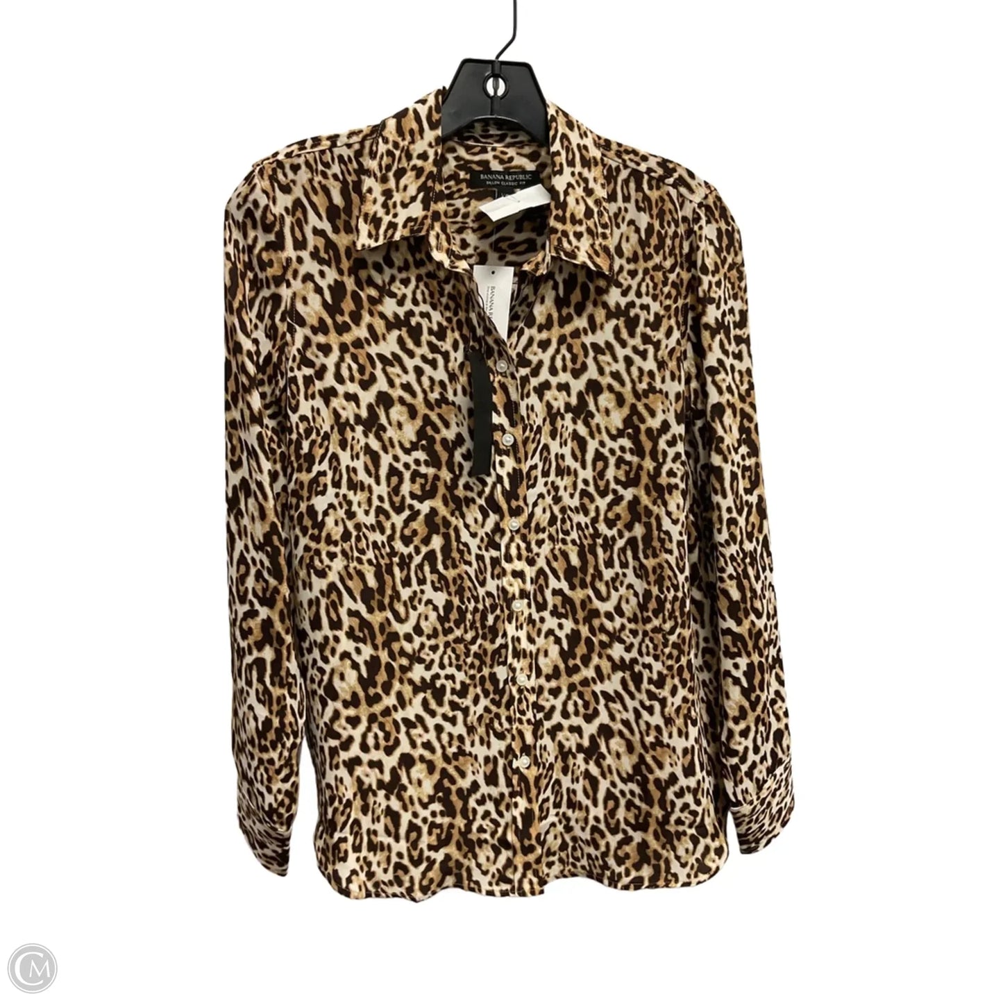 Blouse Long Sleeve By Banana Republic In Leopard Print, Size: Xs