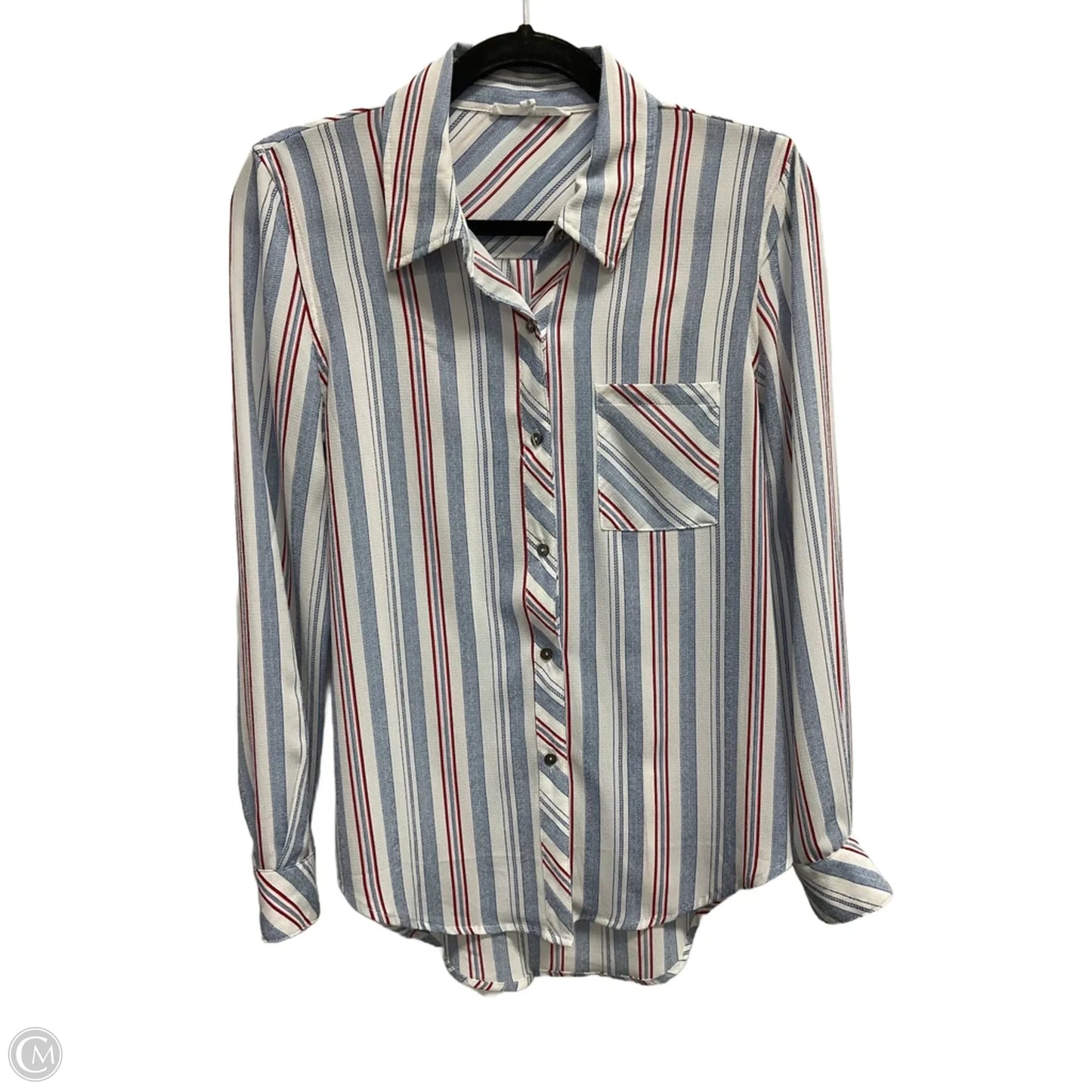 Blouse Long Sleeve By Olivaceous In Striped Pattern, Size: S