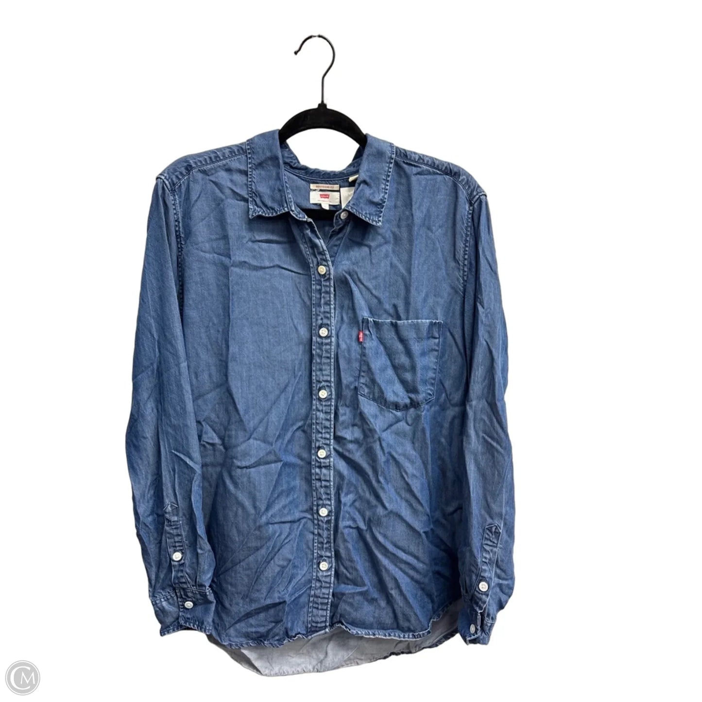Top Long Sleeve By Levis In Blue Denim, Size: L