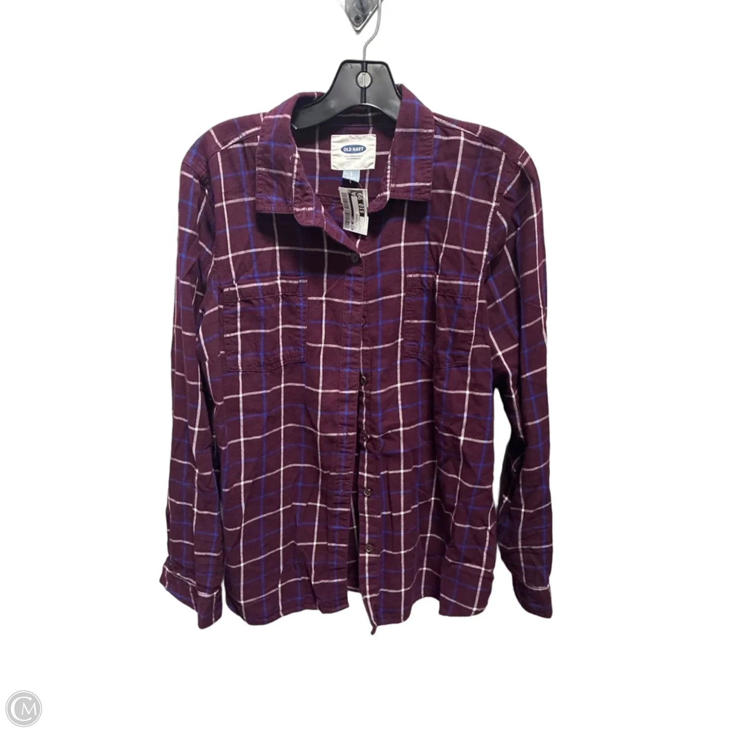 Top Long Sleeve By Old Navy In Plaid Pattern, Size: L