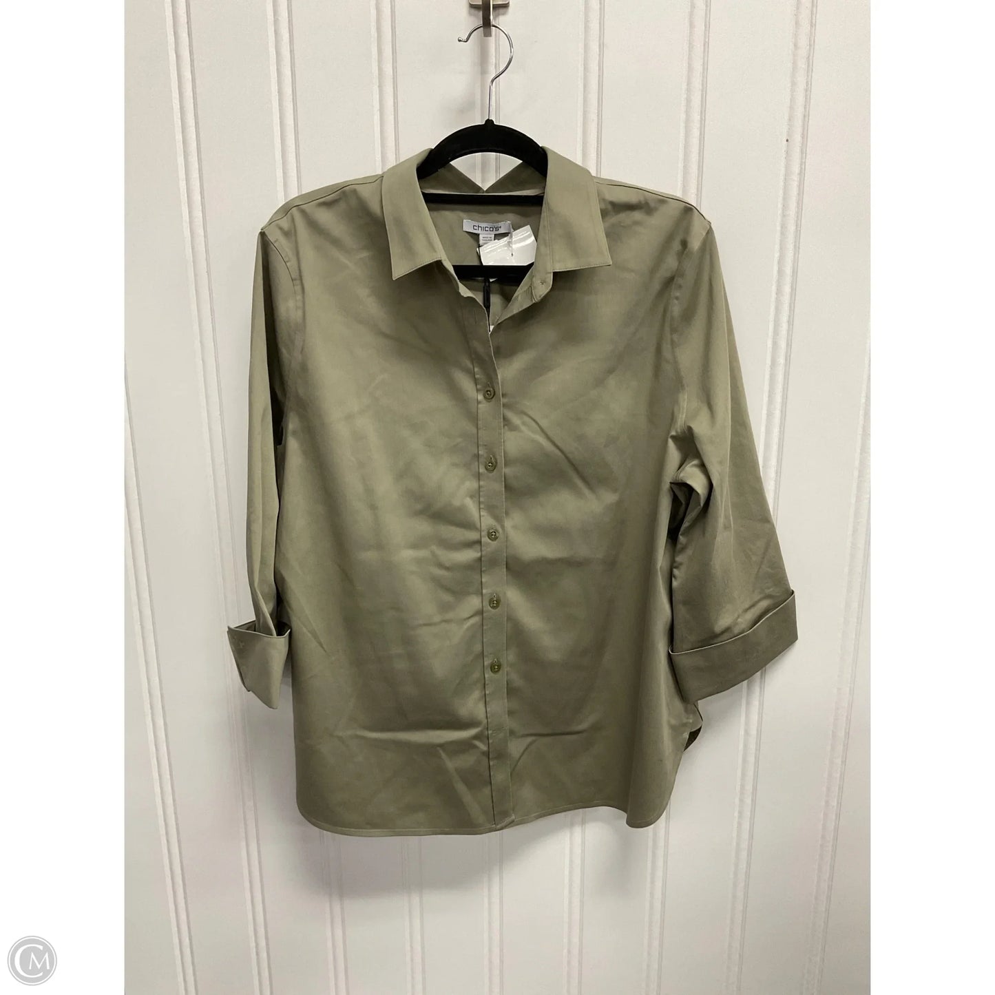 Blouse 3/4 Sleeve By Chicos In Green, Size: L
