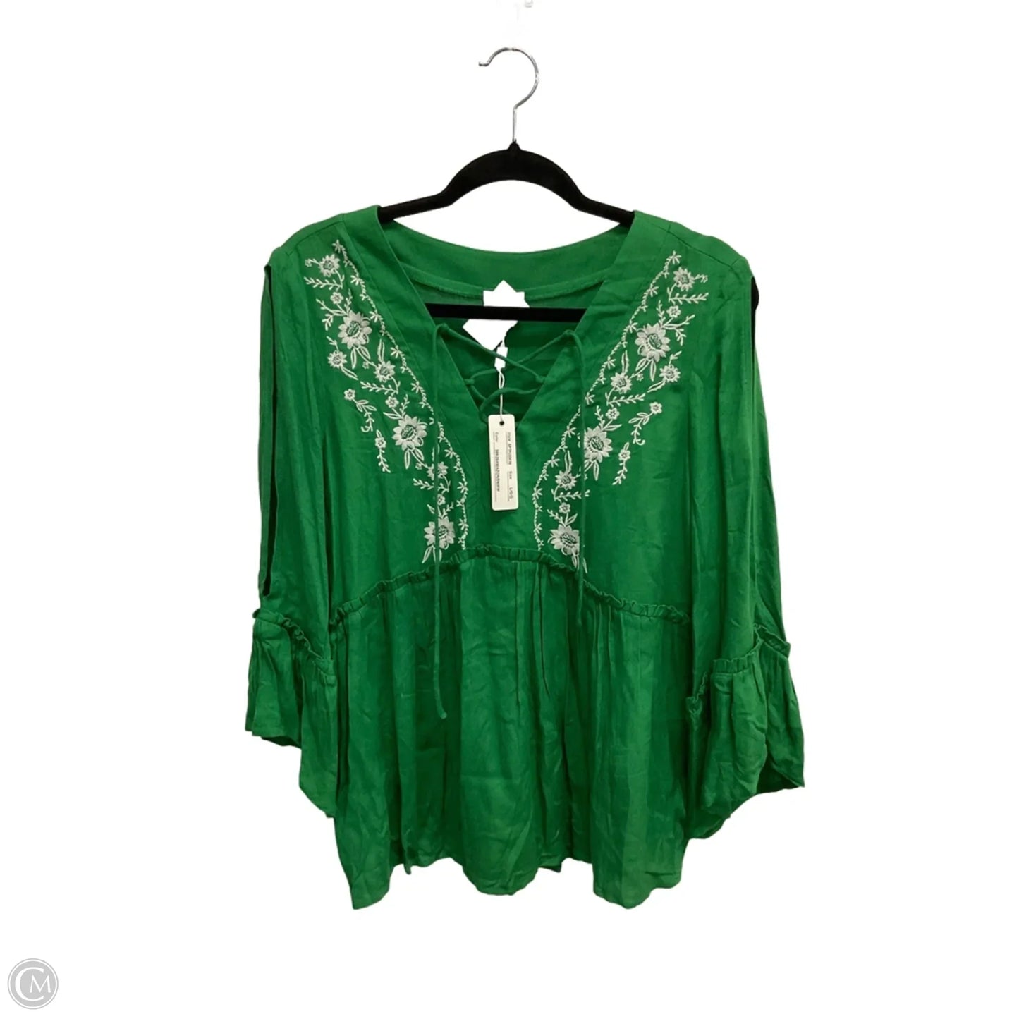 Top Long Sleeve By Spense In Green, Size: L