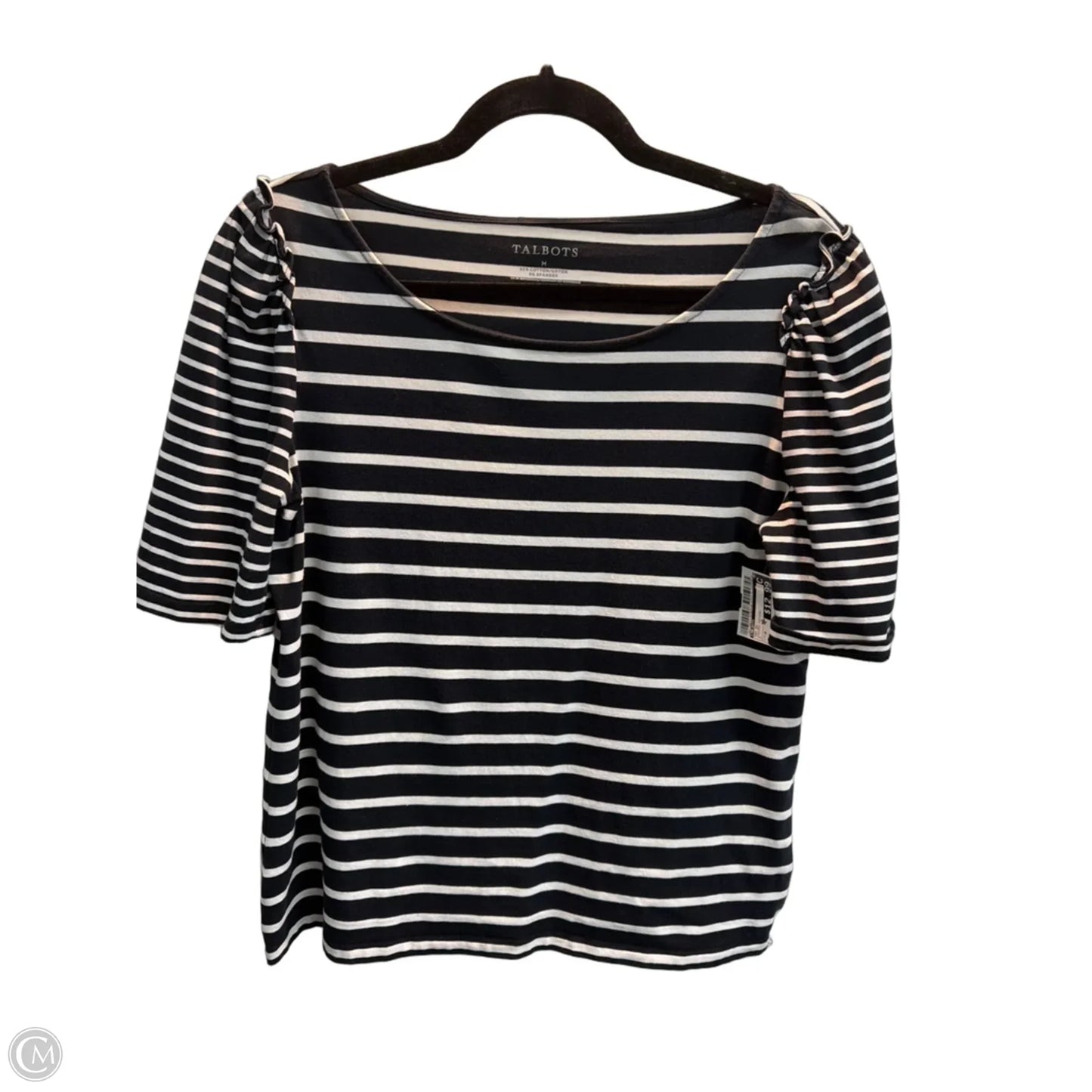 Top Short Sleeve By Talbots In Striped Pattern, Size: M