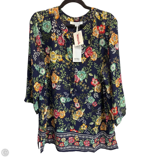 Tunic 3/4 Sleeve By Rose And Olive In Floral Print, Size: 1x