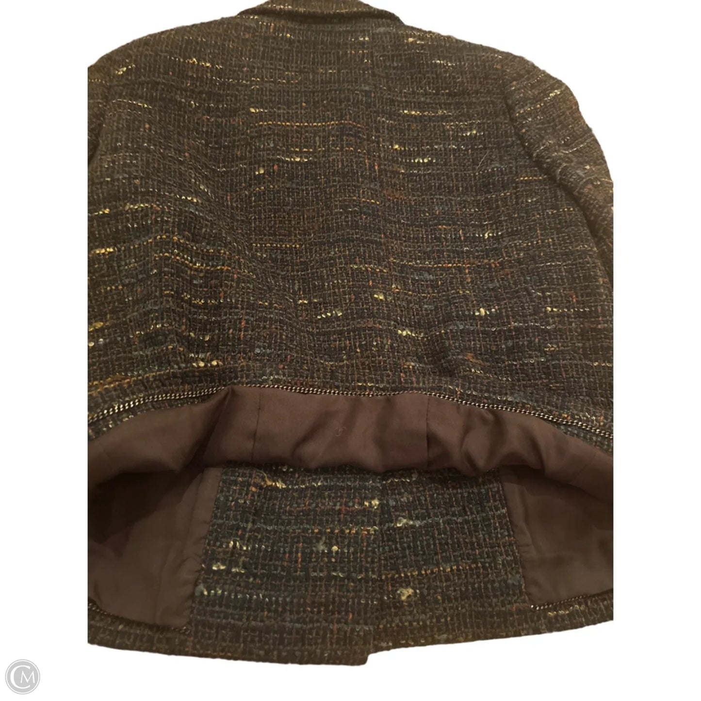 Blazer Luxury Designer By Chanel In Brown, Size: Xl