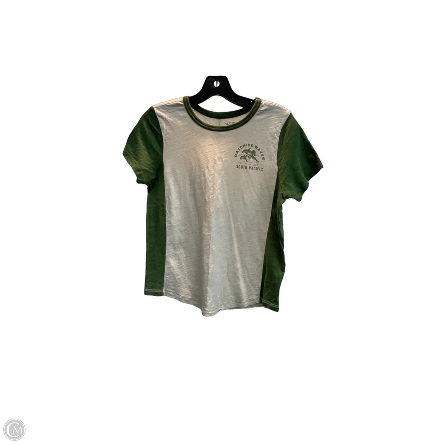 Top Short Sleeve By Pilcro In Green & White, Size: S