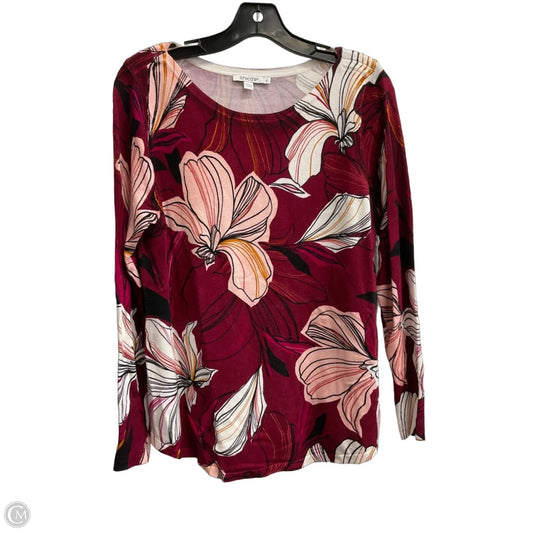 Top Long Sleeve By Chicos In Maroon, Size: M