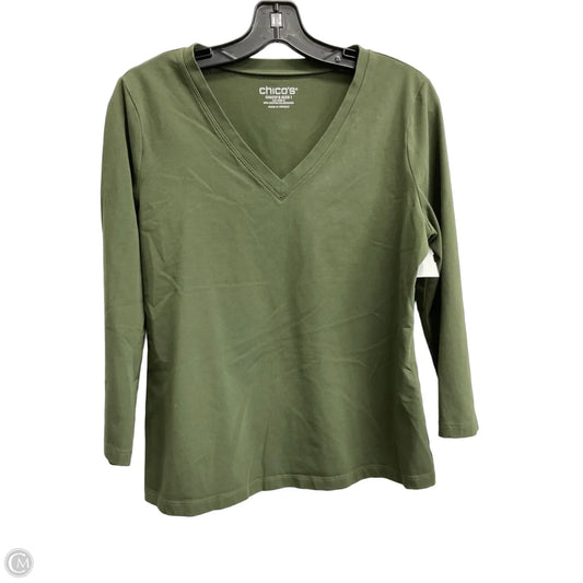 Top 3/4 Sleeve Basic By Chicos In Green, Size: M