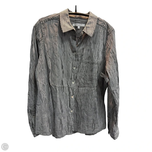 Blouse Long Sleeve By Foxcroft In Checkered Pattern, Size: M