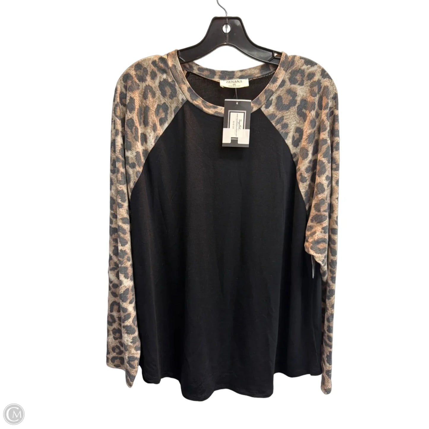 Top Long Sleeve By Zenana In Leopard Print, Size: 1x