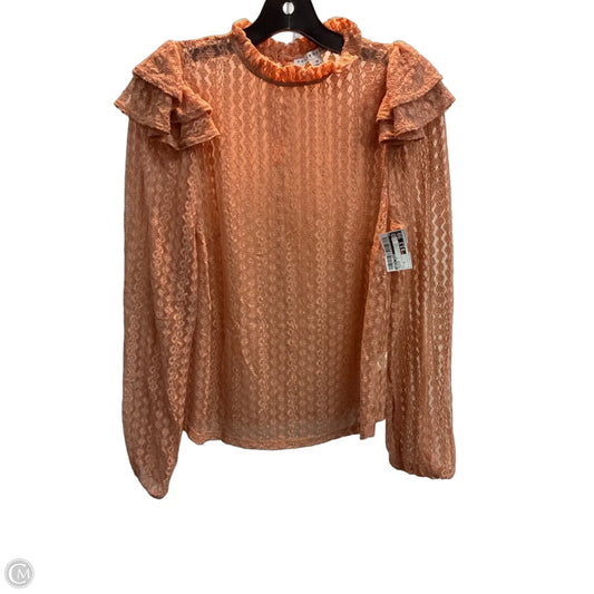 Blouse Long Sleeve By Haute Monde In Orange, Size: M