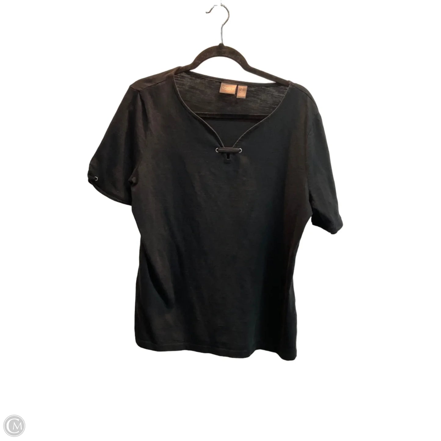 Top Short Sleeve By Chicos In Black, Size: L