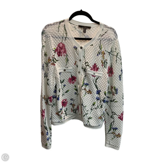 Cardigan By White House Black Market In Floral Print, Size: Xl