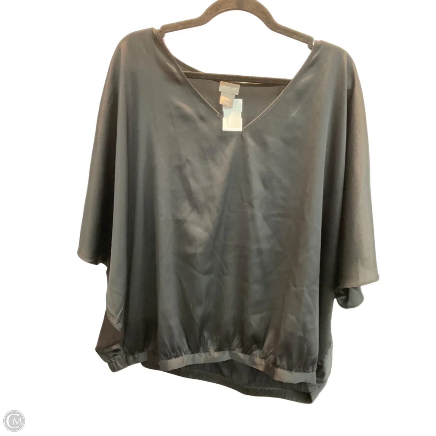 Top Short Sleeve By Chicos In Black, Size: L