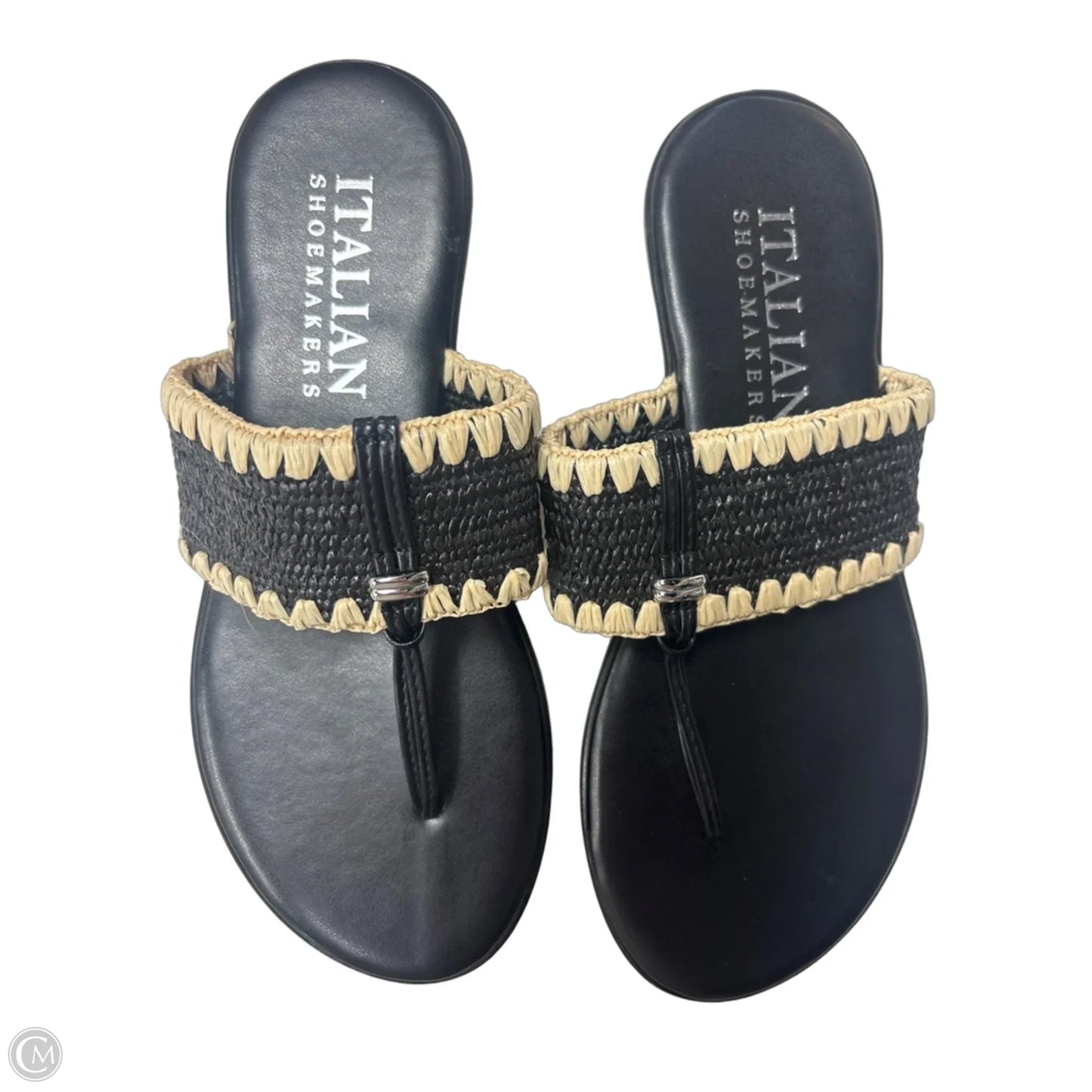 Sandals Flip Flops By Italian Shoemakers In Black, Size: 6