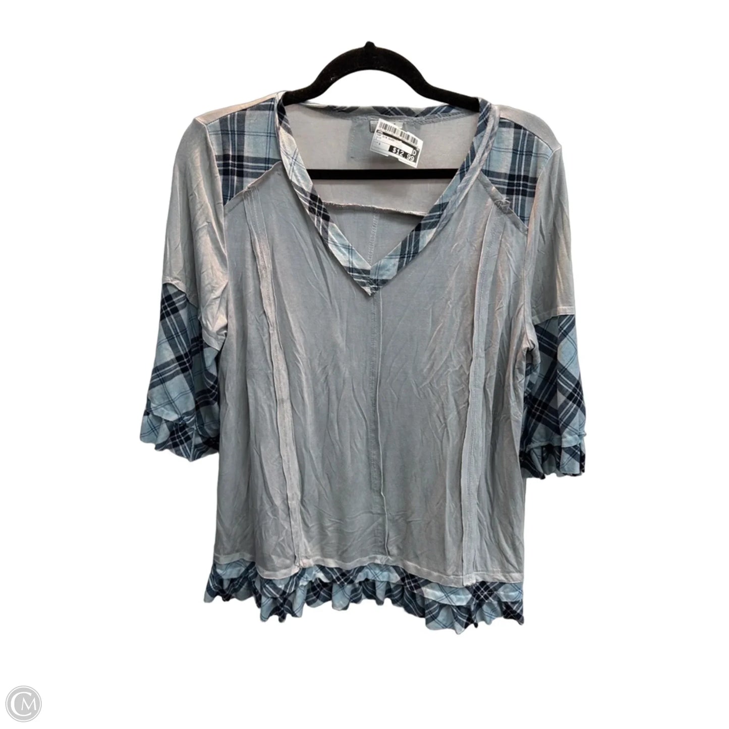 Top 3/4 Sleeve By Pol In Blue, Size: S