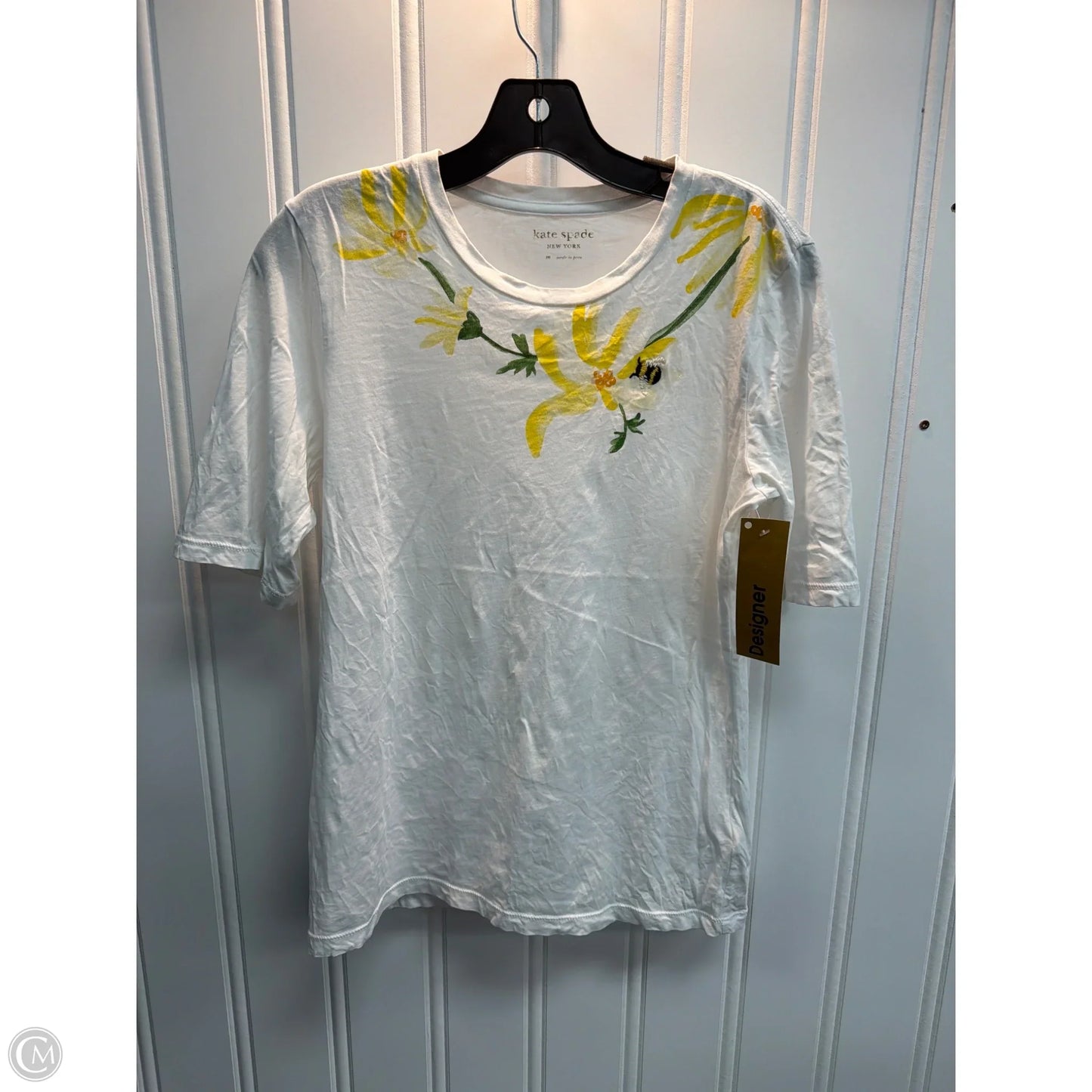 Top Short Sleeve Designer By Kate Spade In White, Size: M