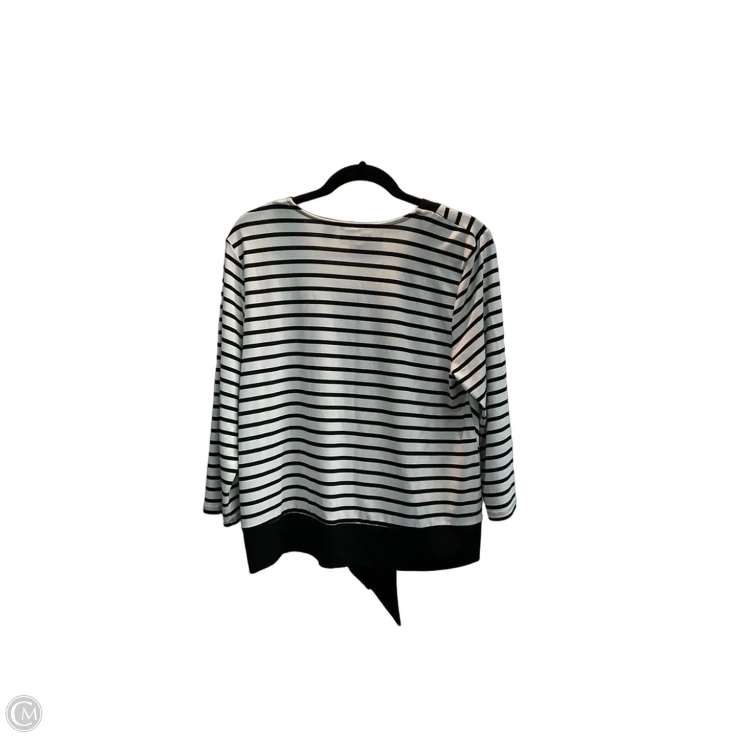 Top 3/4 Sleeve By Chicos In Striped Pattern, Size: L