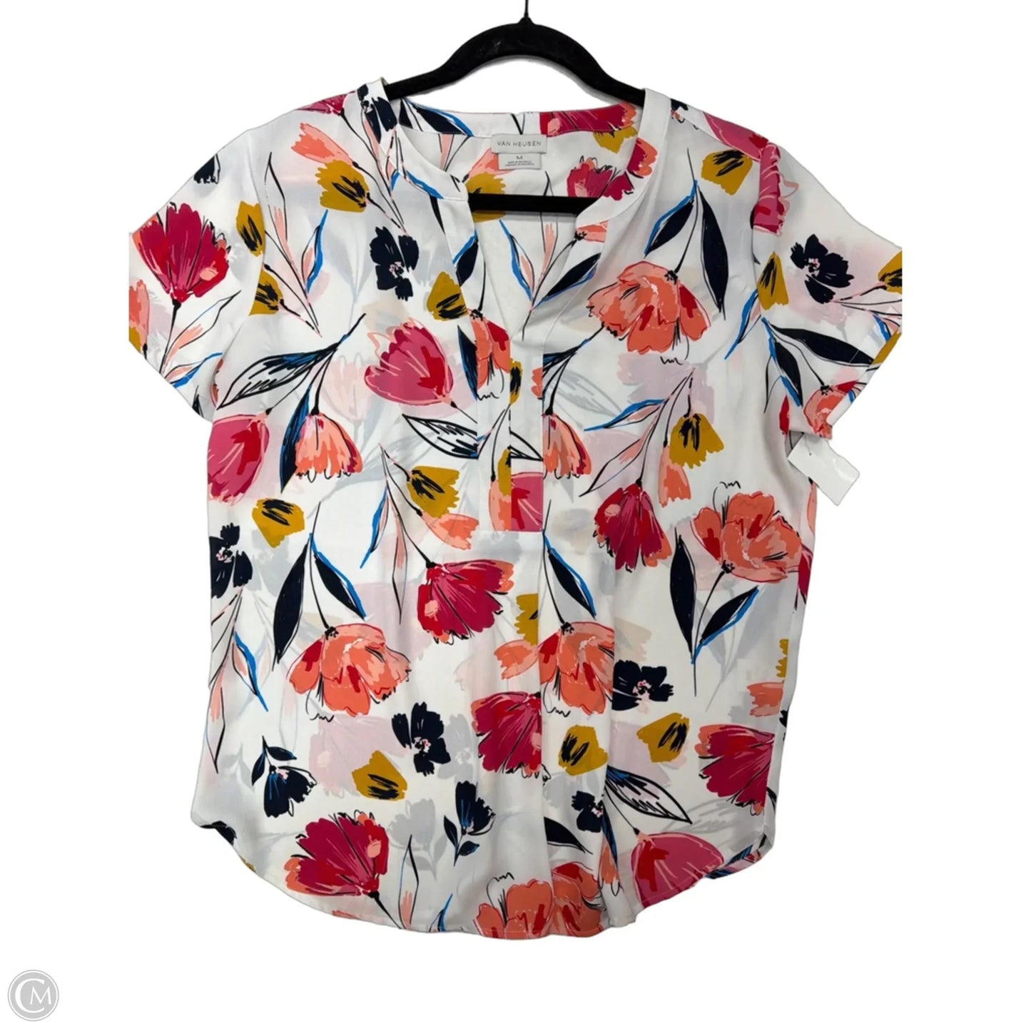 Top Short Sleeve By Van Heusen In Floral Print, Size: M