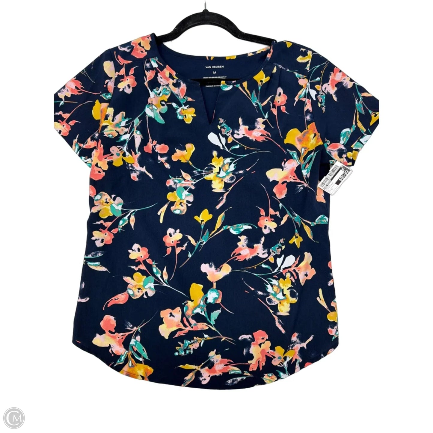 Top Short Sleeve By Van Heusen In Floral Print, Size: M