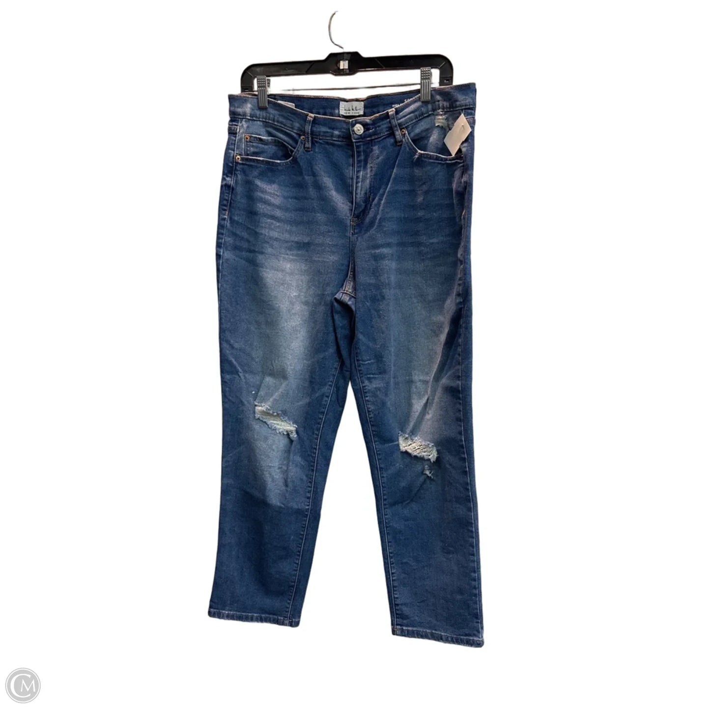 Jeans Straight By Nicole Miller In Blue Denim, Size: 12