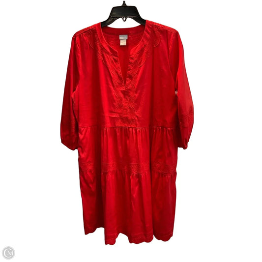 Dress Casual Midi By Chicos In Red, Size: L